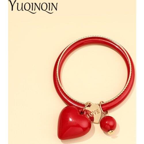Acrylic Resin Custom Charms Bangle Fashion Heart Love Bracelets Bangles Women 2021 Korean Colorful Gold Bangles Multilayer Girls
