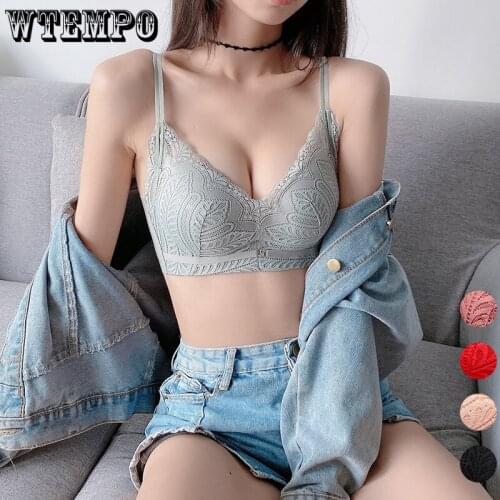 Sexy Lace Bras Women Floral Bra Push Up Seamless Brassiere Thin Plus Size Underwear Wireless Soft Gather Bralette for Female New