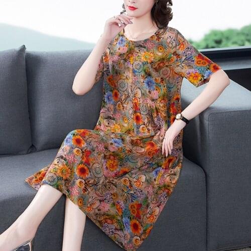 2021 Vintage Floral Mulberry Silk Boho Midi Dress Summer Fashion 4XL Plus Size Runway Dress Elegant Women Bodycon Party Vestidos