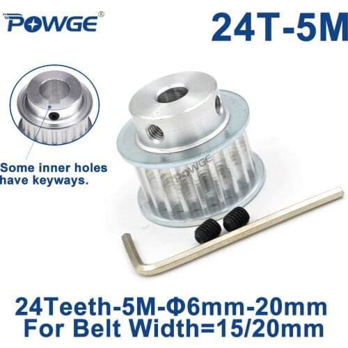 POWGE 24 Teeth HTD 5M Synchronous Pulley keyway Bore 8/10/12/14/15/16/17mm for Width 15/20mm HTD5M Timing Belts Gear 24Teeth 24T