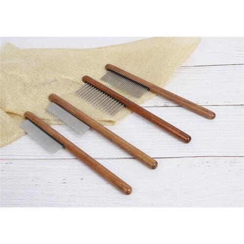 1PCs Wooden Handle Pet Hair Grooming Hair Remover Brush Tool Cat Dog Hair Shedding Comb Massage Hair Trimmer Comb Cleaning Brush