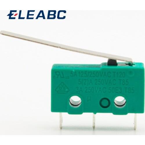 10PCS 3 pins Micro Touch Switches NO+NC 3a/5a 125VAC 250VAC Mini limit Switch Micro Switch Microswitches With 29mm Long Lever