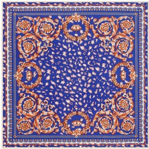 100cm Square 100% Silk Scarf Women Scarf Scarf Palace Flower Printed Foulard NeckerChief Silk Bandana Small Square Silk Scarf