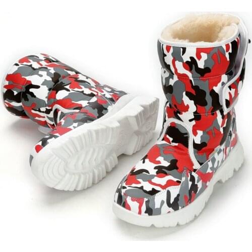 Winter Children Snow Boots Warm Wool Plush Girls Martin Boots -30 degree Army CAMO Boys Shoes Waterproof Kids Boots