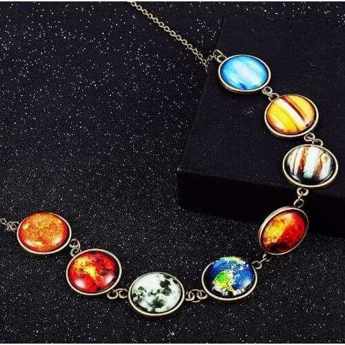 2021 Starry Sky Luminous Necklace Eight Planets of The Universe Solar System Luminous Pendant Item Jewelry Factory Wholesale