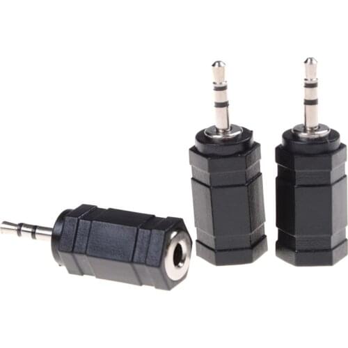 2.5mm Black Male to 3.5mm Female Audio Stereo headphones Adapter Plug 3 PCS