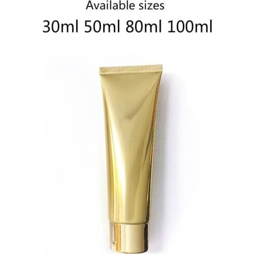 30ml 50ml 80ml 100ml Gold Aluminum Plastic Soft Tube Cream Squeeze Bottle Body Lotion Packaging Empty Cosmetic Container