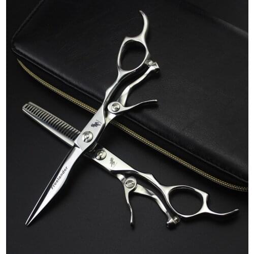 6 inch open handle hair scissors set High-end personality straight scissors teeth scissors High quality material barber shears