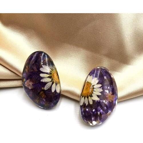 Flower dry flower silver needle summer girl style fake wind fashion sweet Earrings