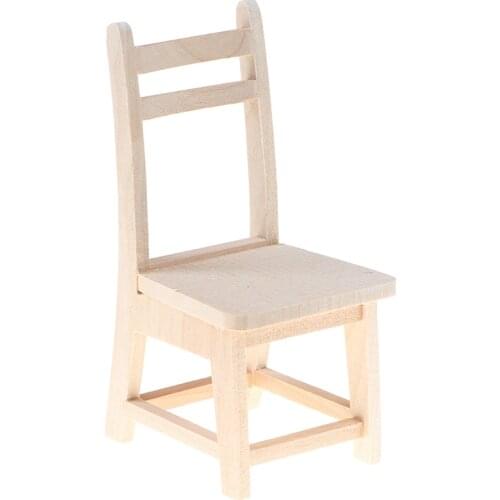 1:12 Wooden Small Chair Dollhouse Miniatures Furniture Model Dining Room Toys for Baby Kids