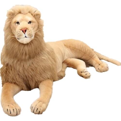 Dorimytrader Large Simulation Forest Animal Lion Plush Toy Stuffed Soft Lying Doll for Children Gift 47inch 120cm DY60742