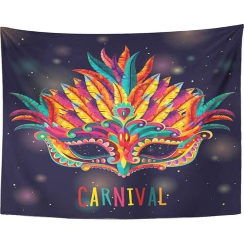 Mandala 50x60 Inch Tapestry Home Decor Colorful Rio Happy Carnival Festive with Mask Italy Costume Music Celebration Annual