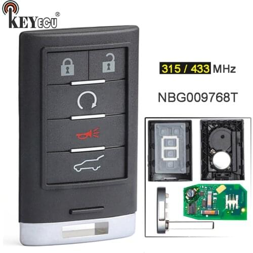 KEYECU 315MHz / 433MHz NBG009768T Keyless Smart Remote Key 5 Button Remote Key Fob for Cadillac SRX 2010-2014 ATS XTS 2013-2014