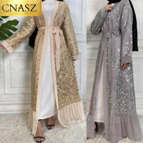 New Abayas for Women Fashion Kimono Islamic Turkey Women Sequin Abaya Dubai Middle East Kimono Robe