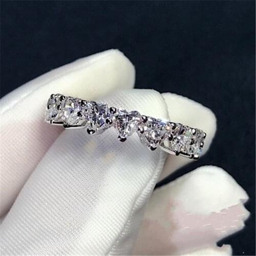 Heart shape 4mm Lab Diamond Ring 925 sterling silver Engagement Wedding band Rings for Women Bridal Moissanite Party Jewelry