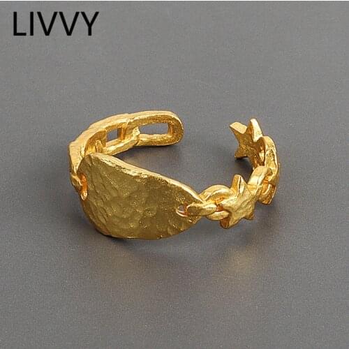 LIVVY Silver Color Stars Vintage Open Rings For Women Jewelry Beautiful Finger Open Rings For Party Birthday Gift