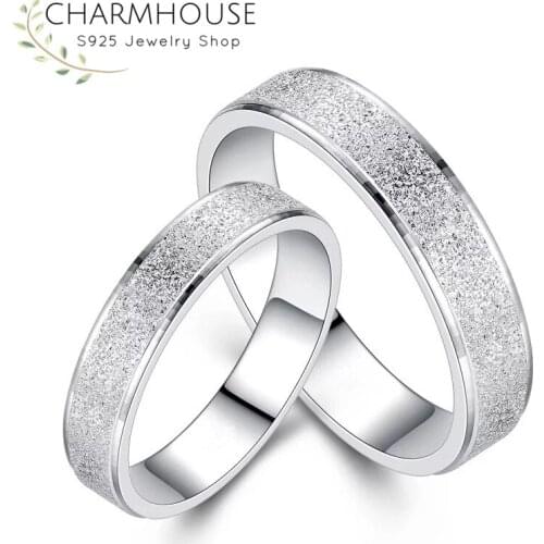 Lovers Rings Set For Men Women 925 Sterling Silver Ring Scrub Wedding Band Engagement Jewelry Accessories Bijoux