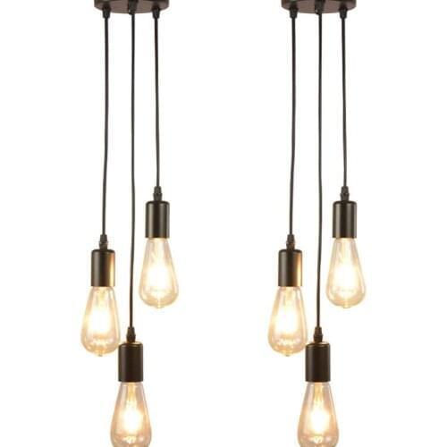 Hanging wire small chandelier disc American Nordic simple with retro light source warm yellow loft industrial wind lamp