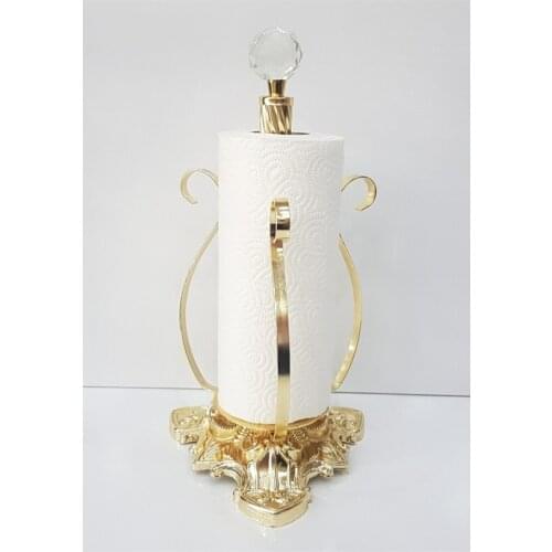 Metal Paper Towel Holder Handmade Kitchen Bathroom Classic Decorative Accessories Gold Colour