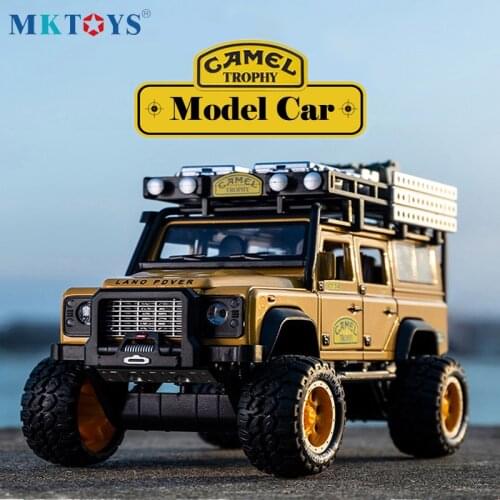 1:28 Diecast Alloy Toy Car Model Camel Defender Metal Toys Vehicles Trophy Pull Back Sound Light Collection For Children Gift