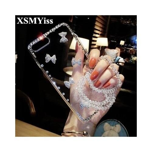 XSMYiss phone case fashion Bling Crystal Diamonds Rhinestone soft Back Cover For SamsungS6 S7 S8 S9 S10 PLUS S10 Lite Note5 8 9