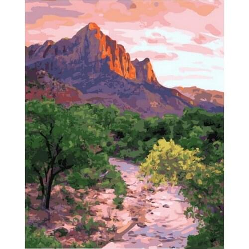 Frameless diy painting by numbers for wall decor pictures by numbers for home decor 4050cm Mountain road