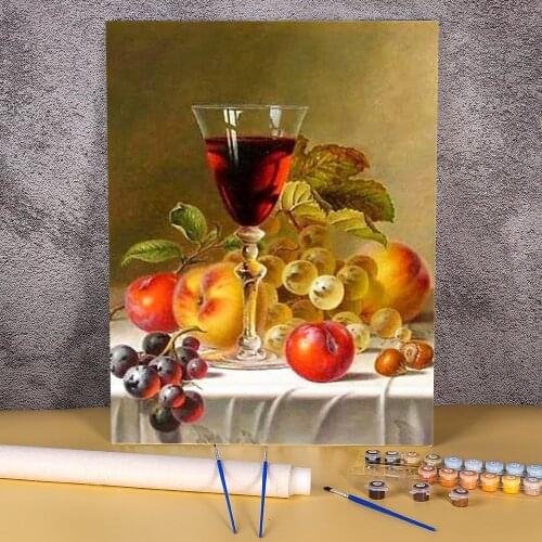 Fruit Kitchen Coloring By Numbers Painting Set Acrylic Paints 40*50 Oil Painting Loft Wall Picture Children Wall Handiwork