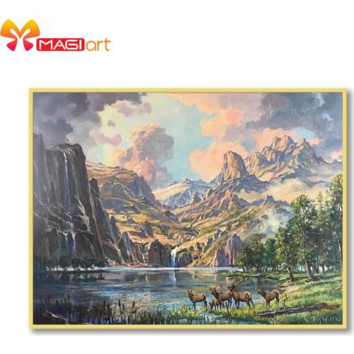 Cross stitch kits Embroidery needlework sets 11CT water soluble Canvas Patterns 14C Full Landscape mountain peak -NCMS183