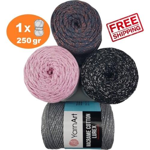 Yarnart Macrame Cotton Lurex 250gr 205mt DIY Yarn String Thread Rope Colored Metalic Home Wedding Accessories Gift Dreamcatcher