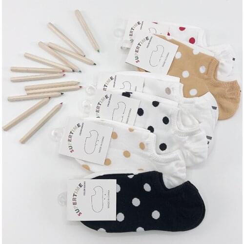 Women Socks Short Cotton Aesthetic Novelty Dot Sweet Boat Socks for Girls Chaussette Femme Skarpety Kobieta Ankle Sock Woman Sox