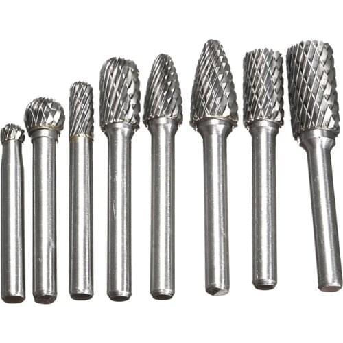 New 8 Pieces Of 6Mm-12Mm Tungsten Carbide Burr Drill Bits CNC Engraving 1/4Inch Rotary Cutter