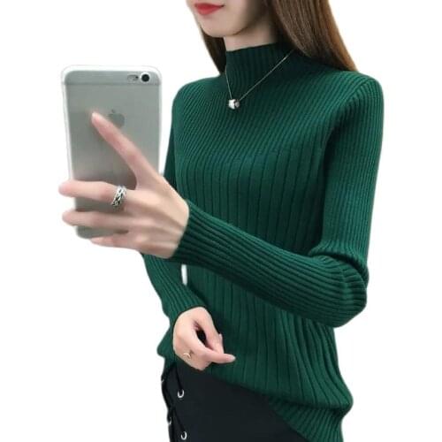 New Sweater Womens Clothing Core Yarn Knitted Sweater Women Korean Fashion2021Winter Clothes Women Long-Sleeved Sweater Top
