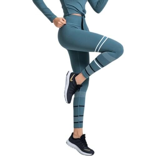 New sports fitness women high waist tight buttocks contrast color splicing design hip yoga pants quick dry sports pants