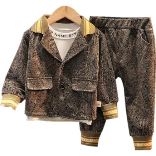 New Spring Autumn Baby Clothes Suit Children Boys Cotton Coat T-Shirt Pants 3Pcs/Sets Toddler Gentleman Costume Kids Tracksuits