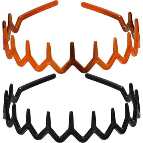 Women Girls Plastic Wavy Toothed Headband Anti-Slip Zig Zag Comb Sharks Tooth Hair Hoop Ladies DIY Styling Headwear