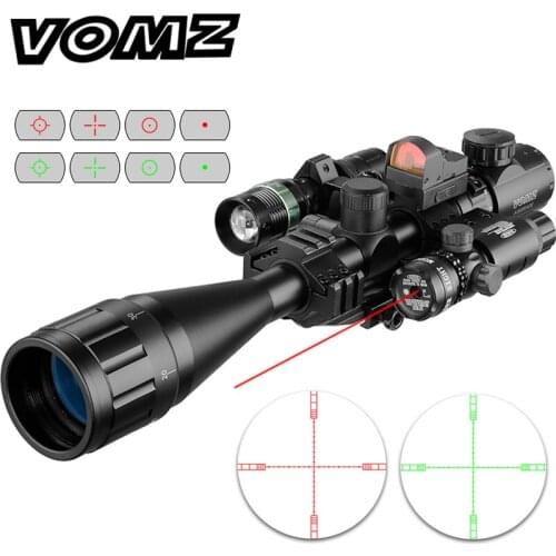 Hunting 6-24x50 AOEG Rangefinder Rifle Scope With Holographic 4 Reticle Sight Red Dot Green Laser Combo Riflescope Ar15