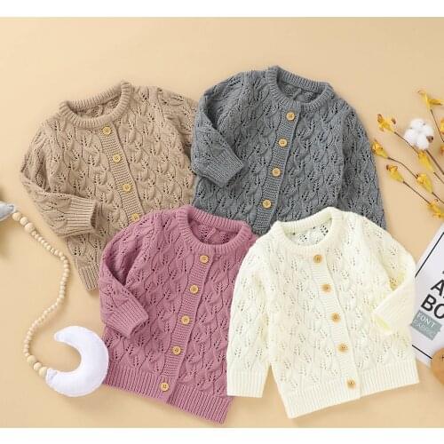 Autumn Baby Boys Sweater Baby Girls Clothes Newborn Infant Baby Girls Boys Winter Jacket Warm Button Coat Knit Outwear Sweaters