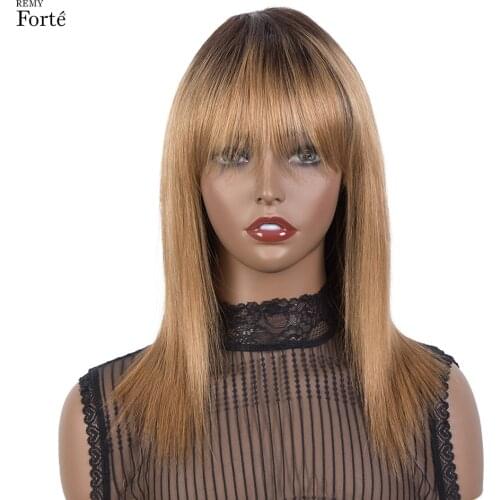 Remy Forte Brazilian Straight Human Hair Wigs With Bangs Short Bob Human Hair Wigs For Black Women 30 32 Colored Human Hair Wigs