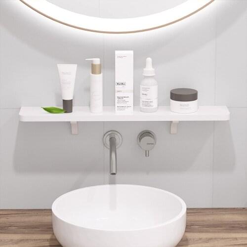 Simple Bathroom Shelf Free Perforated Plastic Laminate Bathroom Storage Rack Living Room Wall Background Wall Shelf