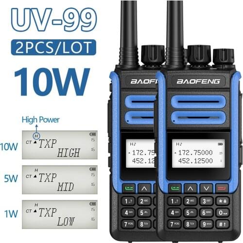 2pcs Baofeng UV-99 Walkie Talkie 10W High Power 8800mAh Ham Radios Dual band UHF VHF Transmitter Upgrade UV-5R Two Way Radio