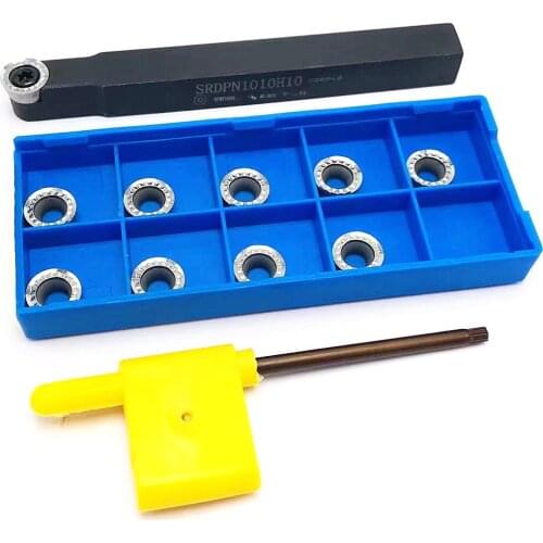 SRDPN1010H10 SRDPN1212H10 CNC external lathe tool arc tool post+10PCS RPGT10T3MO AK H01 R5 high-quality carbide aluminum blade