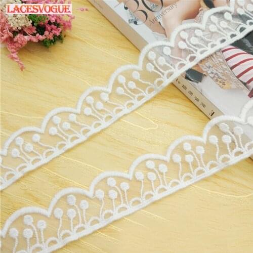 38 Yards 2.7cm Mesh Cotton Embroidery Lace Ribbon Dress Decoration Garment Material Needlework Sewing Accessories 487