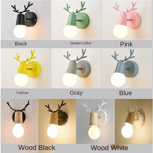 Nordic Modern wall sconce Antlers Lighting Wood Lamps Creative Personality light Living Room Bedroom Dining Room Macaron Lamp