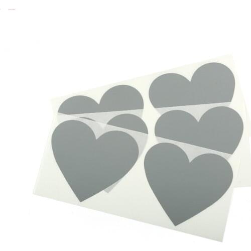 50 Pcs Scratch Off Stickers 70*80mm Love Heart Shape gray Color Blank for Secret Code Cover Home Game Wedding Message Stationery