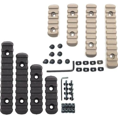 4pcs/set Tactical Nylon M-Lok Rail 5/7/9/11 Slots Picatinny/Weaver Rail Handguard Section MLOK System Picatinny Rail Accessories