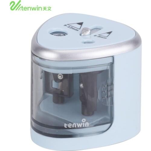 TENWIN Electric Auto Pencil Sharpeners Two-hole Pencil Sharpener For School Office Home Stationery Battery USB Charge Powered