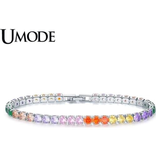 UMODE Fashion New Brand 4mm 0.25ct Round Zircon Crystal Tennis Bracelets for Womem Men Jewelry Pulseras Mujer Moda 2019 AUB0097J