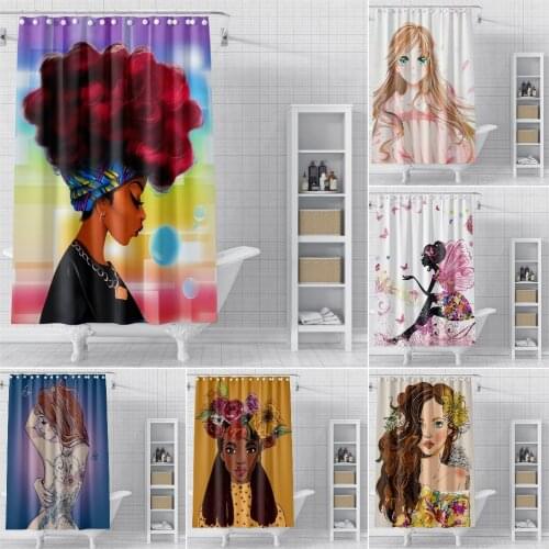 Beautiful Girl Pattern Shower Curtain Waterproof Bathroom Curtains With Hooks Solid Bath Curtains For Bathroom Toilet Decor
