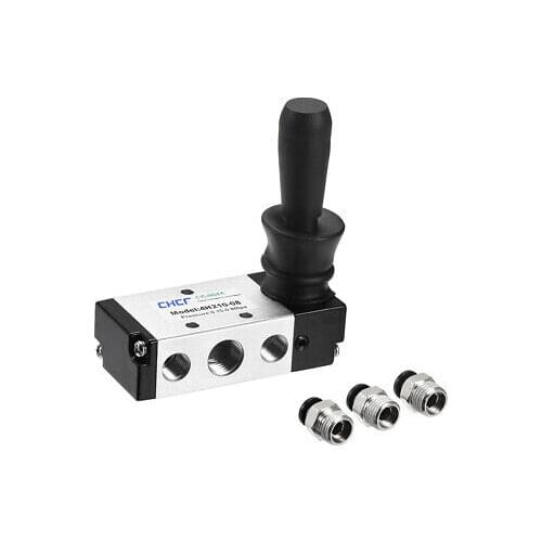 1pc Manual Hand Pull Solenoid Valve 2 Position 5 Way 1/4" PT Thread w 8mm OD Fitting