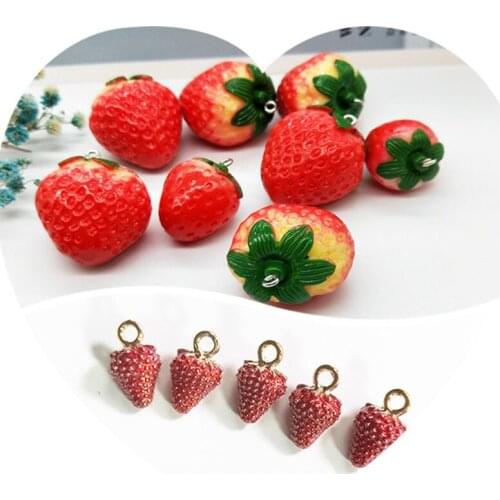10pcs Metal Enamel Three-Dimensional Strawberry Diy Jewelry Charms Pendants Earring Necklace Bracelet Charms For Jewelry Making